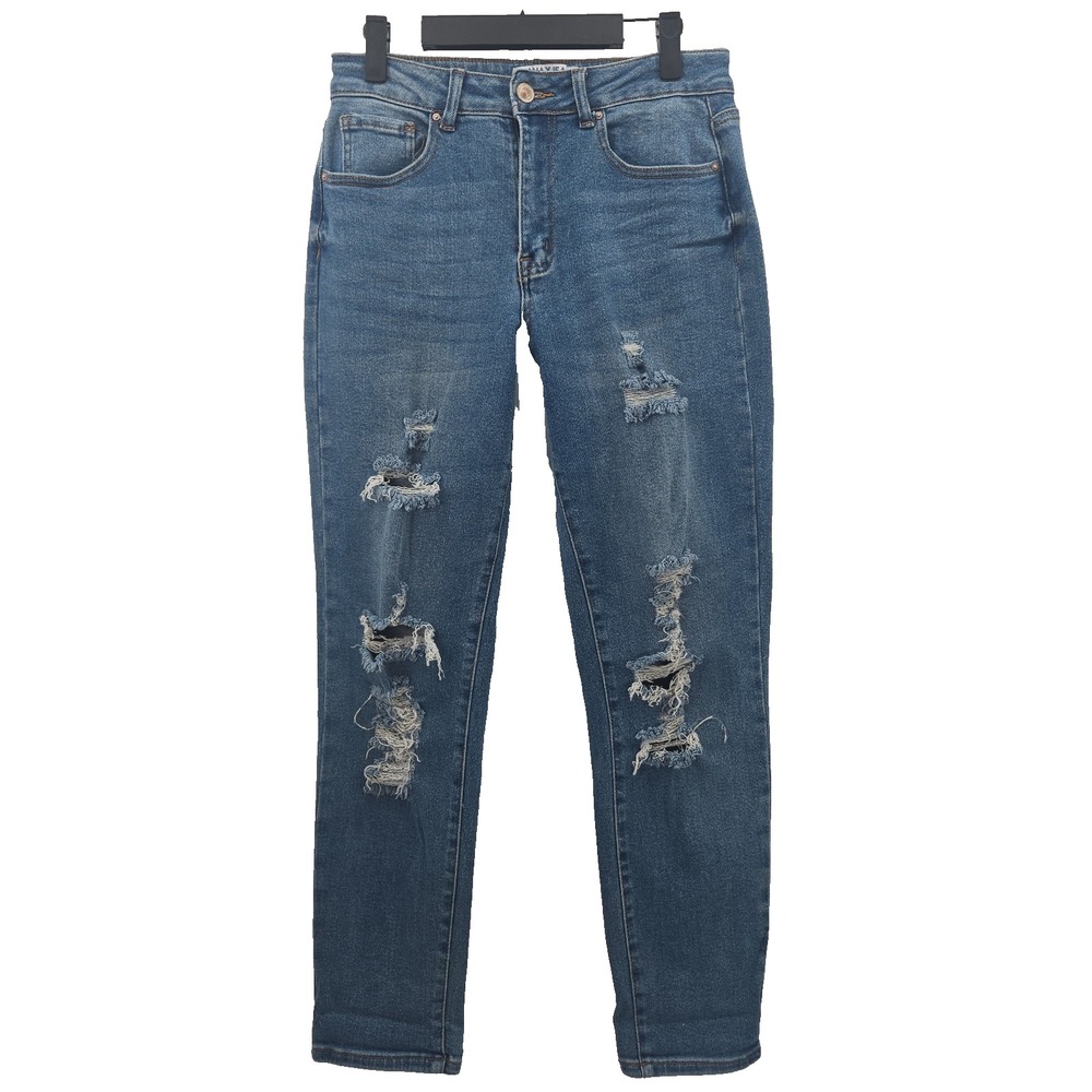 Wax Jeans Junior Size 5/27 Destroyed Denim Designed In The USA